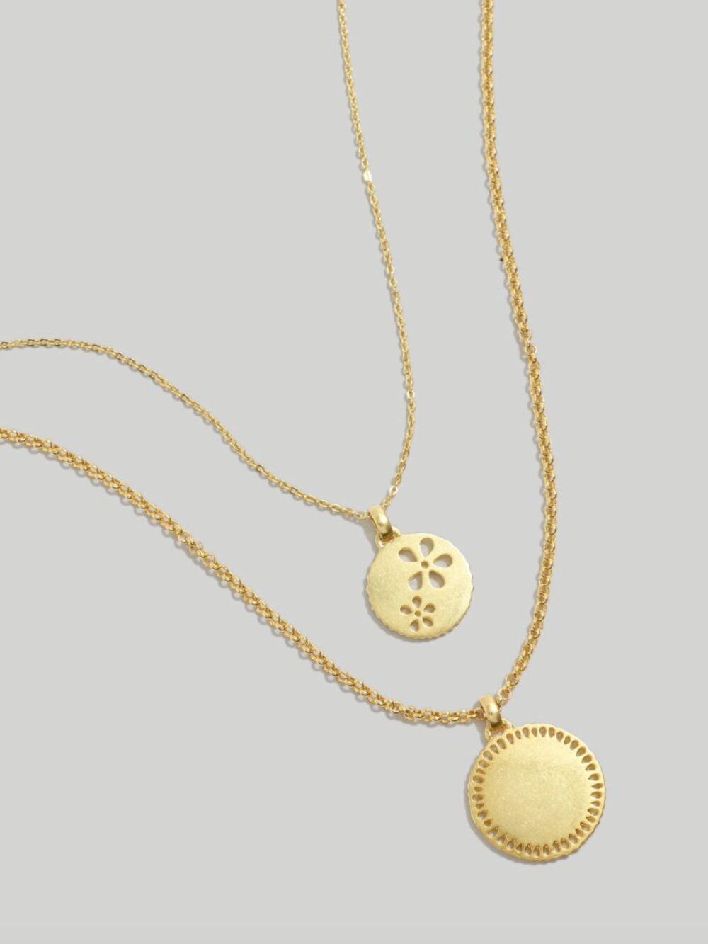 Madewell Two-Piece Eyelet Lace Necklace Set in Vintage Gold